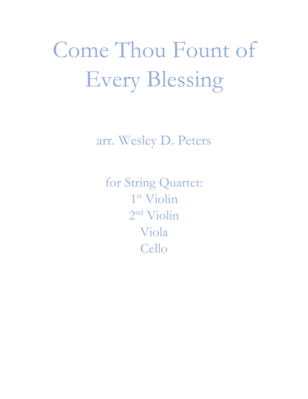 Come Thou Fount Of Every Blessing String Quartet Sheet Music