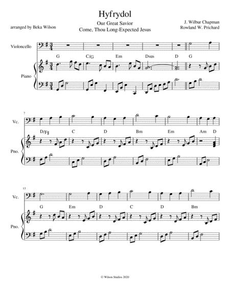 Come Thou Long Expected Jesus Cello Solo Sheet Music