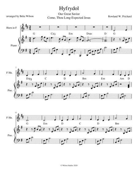 Come Thou Long Expected Jesus F Horn Solo Sheet Music