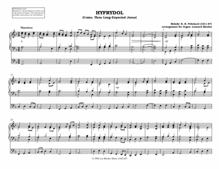 Come Thou Long Expected Jesus Tune Hyfrydol Sheet Music