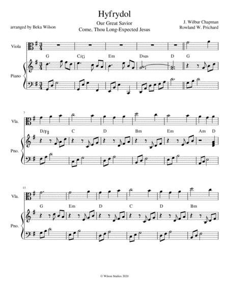 Come Thou Long Expected Jesus Viola Solo Sheet Music