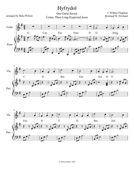 Free Sheet Music Come Thou Long Expected Jesus Violin Solo