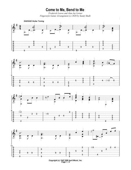 Come To Me Bend To Me Dadgad Fingerstyle Guitar Sheet Music