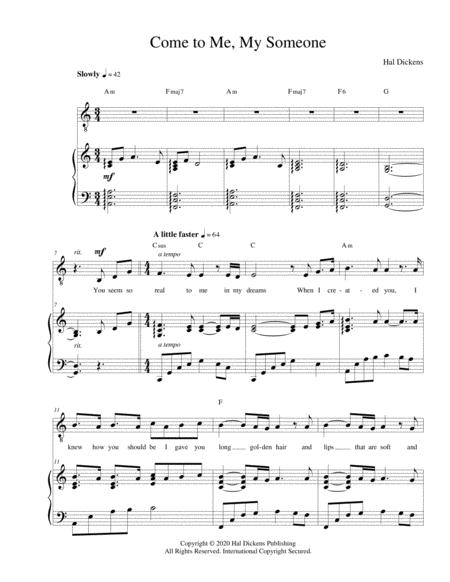 Free Sheet Music Come To Me My Someone