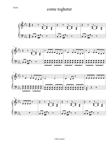 Free Sheet Music Come Together Easy Piano