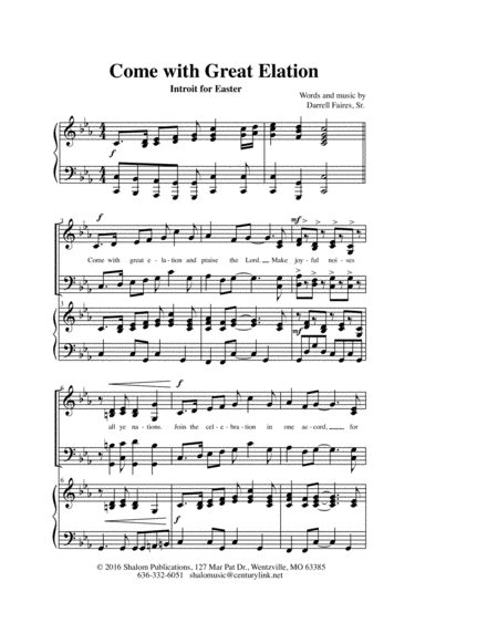 Free Sheet Music Come With Great Elation Choral Anthem Satb Trumpet Trombone Tuba