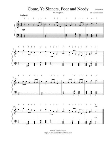 Come Ye Sinners Poor And Needy For Easy Piano Sheet Music