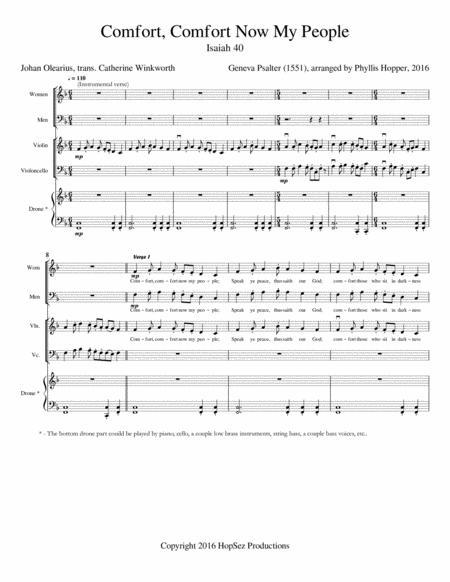 Free Sheet Music Comfort Comfort Now My People Vocal