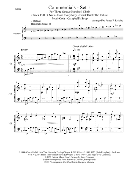 Free Sheet Music Commercials Set 1