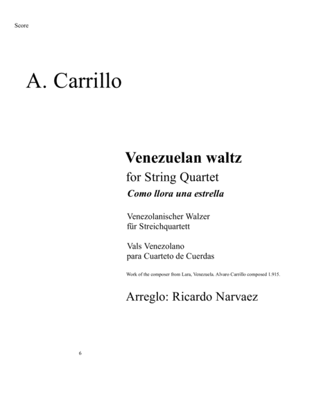 Free Sheet Music Como Llora Una Estrella Venezuelan Waltz Vals Venezolano