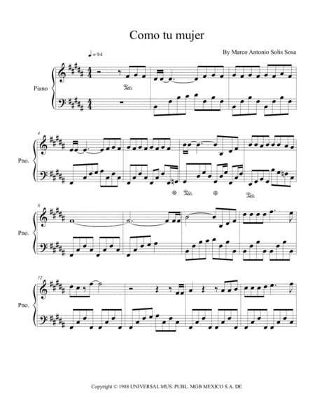 Free Sheet Music Como Tu Mujer