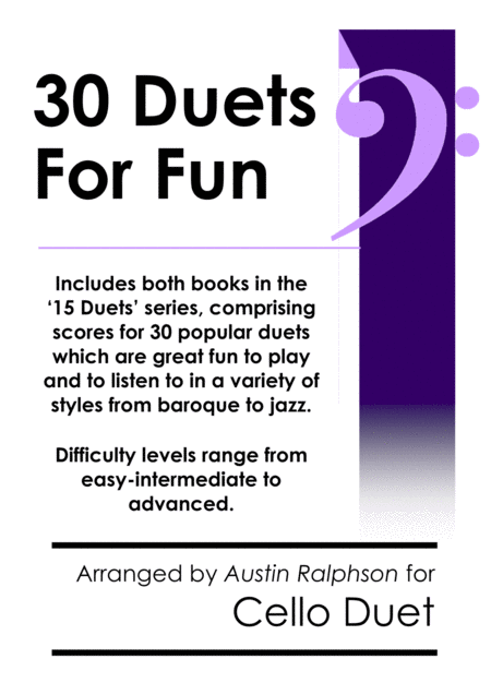 Complete Book Of 30 Cello Duets For Fun Popular Classics Volumes 1 And 2 Various Levels Sheet Music