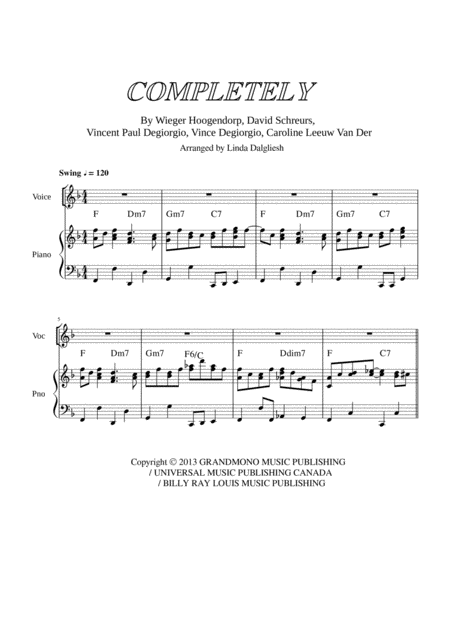 Free Sheet Music Completely Caro Emerald Piano Vocal