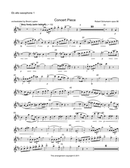 Concert Piece For 4 Instruments Robert Schumann Arranged For Saxophone Quartet Sheet Music