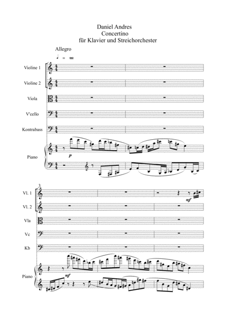 Free Sheet Music Concertino Fantasie Fr Klavier Und Streichorchester