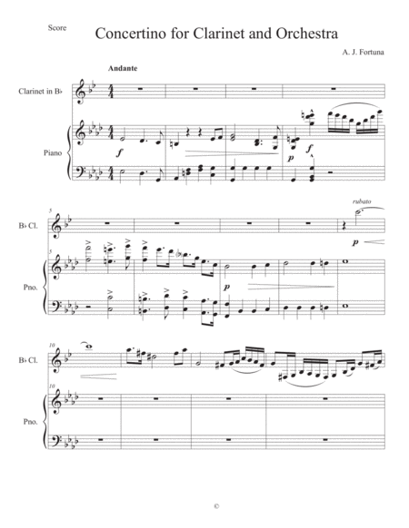 Concertino For Clarinet And Orchestra Sheet Music