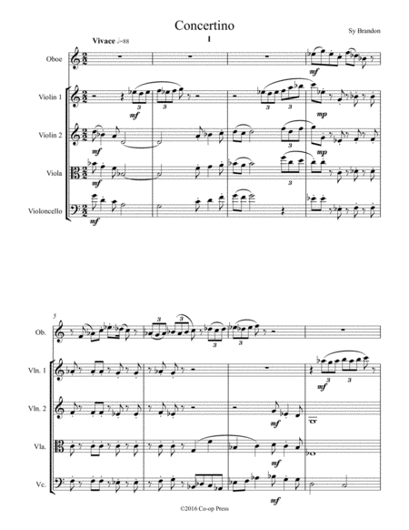 Concertino For Oboe And String Quartet Sheet Music