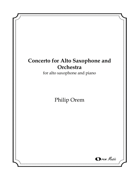 Concerto For Alto Saxophone And Orchestra Piano Reduction And Part Sheet Music