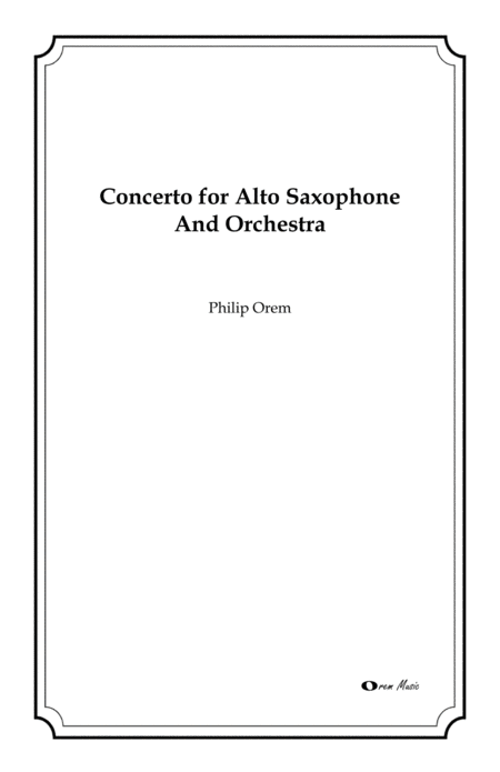 Concerto For Alto Saxophone And Orchestra Score And Parts Sheet Music