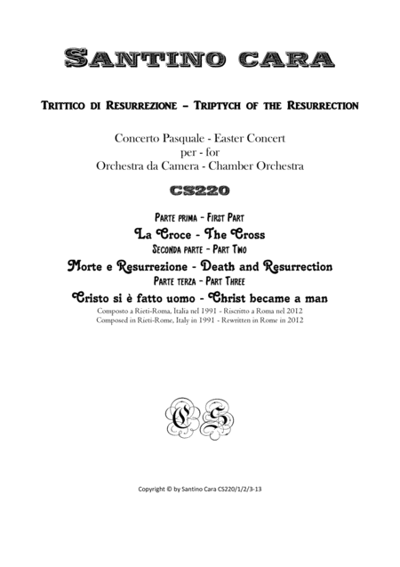 Concerto For Chamber Orchestra Triptych Of The Resurrection Sheet Music