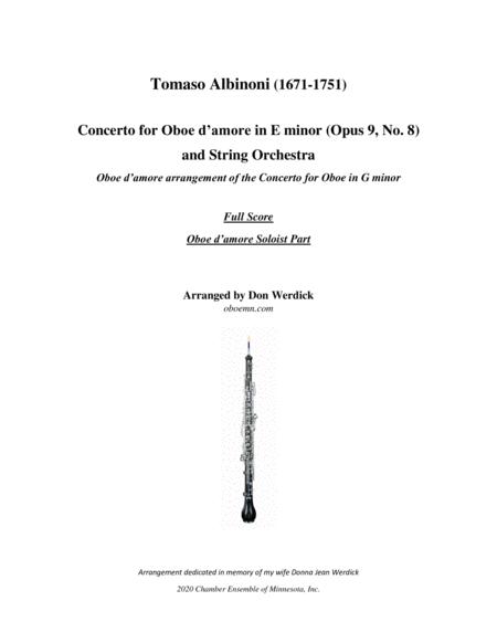 Concerto For Oboe D Amore In E Minor Op 9 No 8 Sheet Music