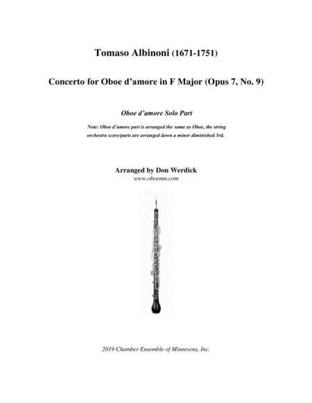 Free Sheet Music Concerto For Oboe D Amore In F Major Op 7 No 9