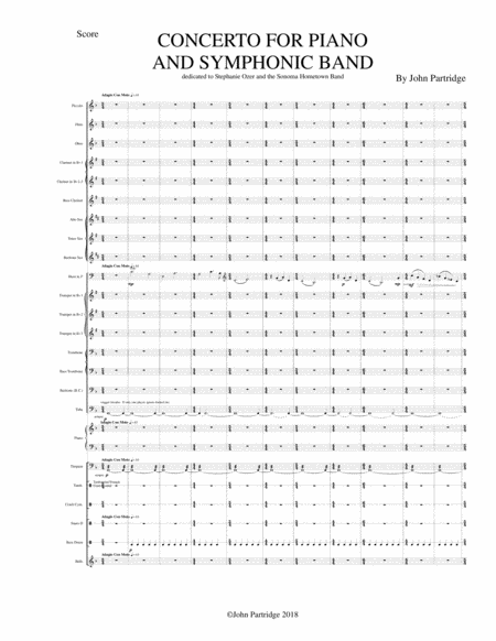 Concerto For Piano And Symphonic Band Full Score Sheet Music