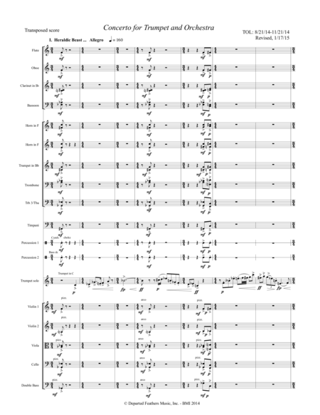 Concerto For Trumpet And Orchestra 2014 Sheet Music