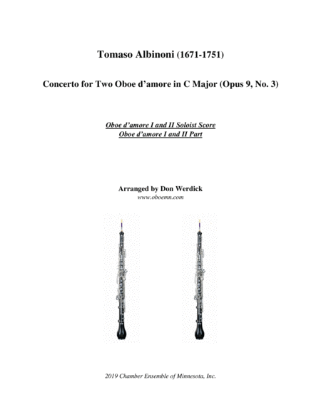 Free Sheet Music Concerto For Two Oboe D Amore In C Major Op 9 No 3