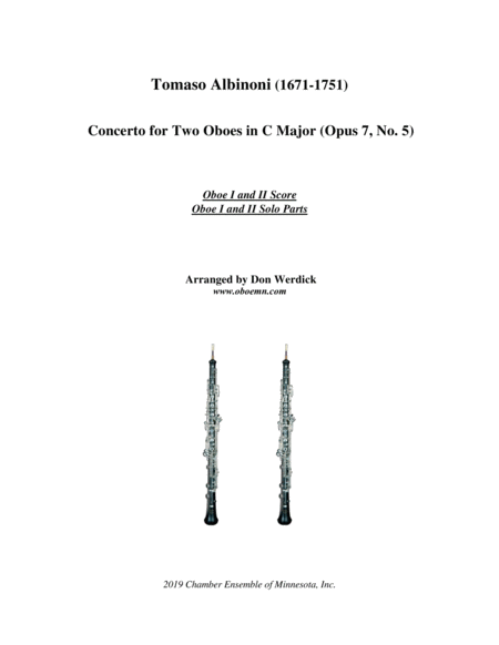 Free Sheet Music Concerto For Two Oboes In C Major Op 7 No 5