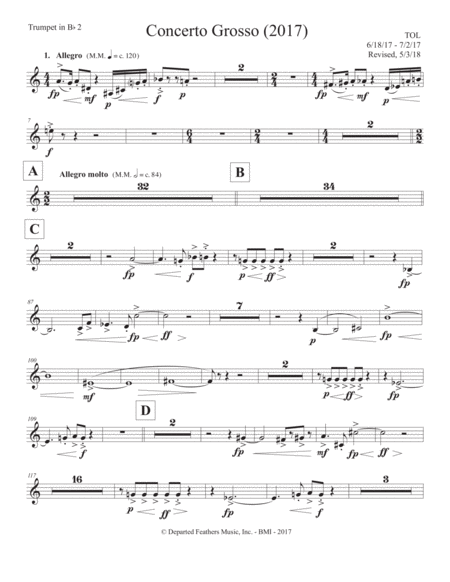 Free Sheet Music Concerto Grosso 2017 For Chamber Orchestra Trumpet In Bb 2