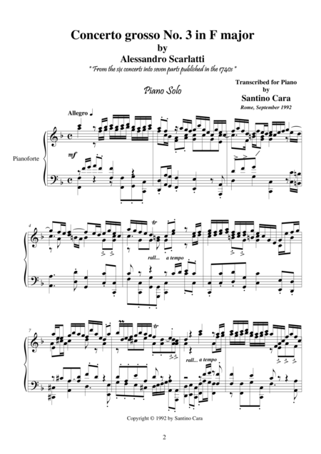 Free Sheet Music Concerto Grosso In F Major Scarlatti A Piano Solo