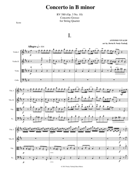 Concerto In B Minor Concerto Grosso Sheet Music