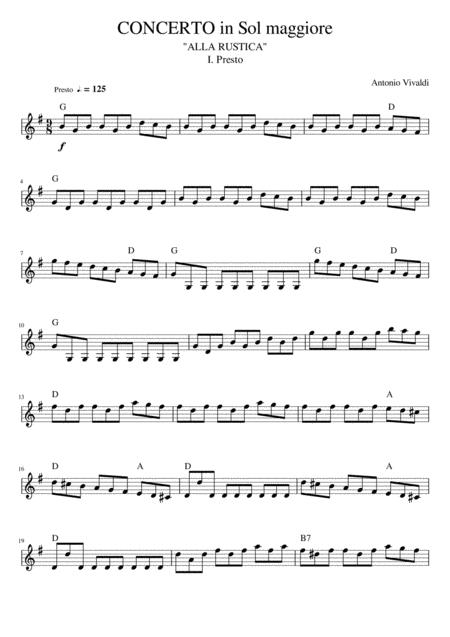 Free Sheet Music Concerto In G Major Alla Rustica