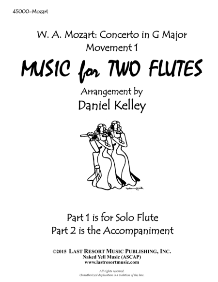 Concerto In G Major K 313 By Mozart Arranged For Flute Duet 1st Movement Sheet Music