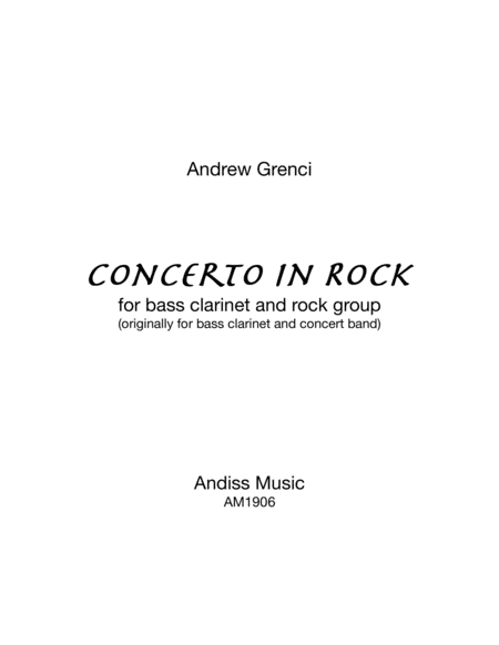 Concerto In Rock For Bass Clarinet And Rock Group Sheet Music