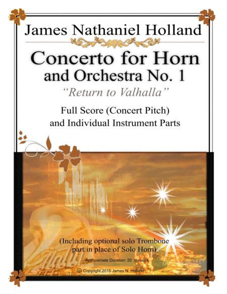 Free Sheet Music Concerto No 1 For French Horn Full Orchestral Score And Individual Parts Optional Trombone Solo