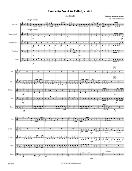 Concerto No 4 K 495 Iii Rondo Sheet Music