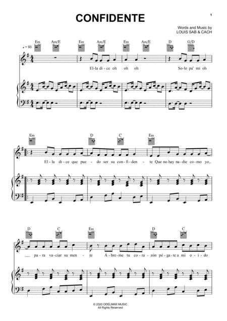 Free Sheet Music Confidente