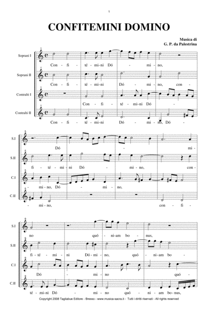 Confitemini Domino Mottetto For Ssaa Or Ttbb Choir Sheet Music