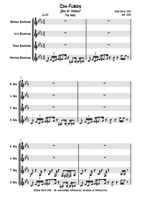 Confusion Sax Quartet Sheet Music