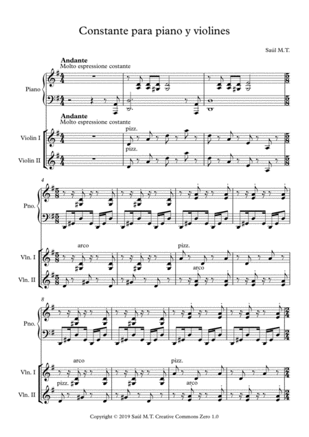 Constante Para Piano Y Violines Sheet Music