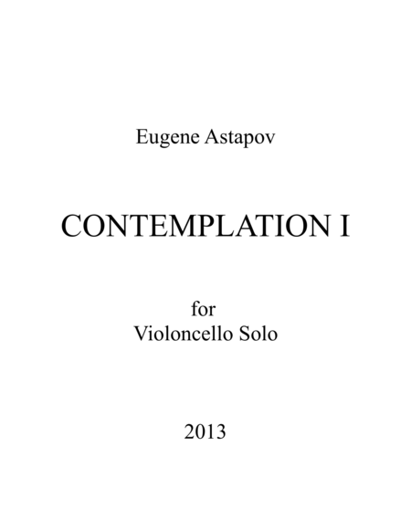 Contemplation I For Violoncello Solo Sheet Music