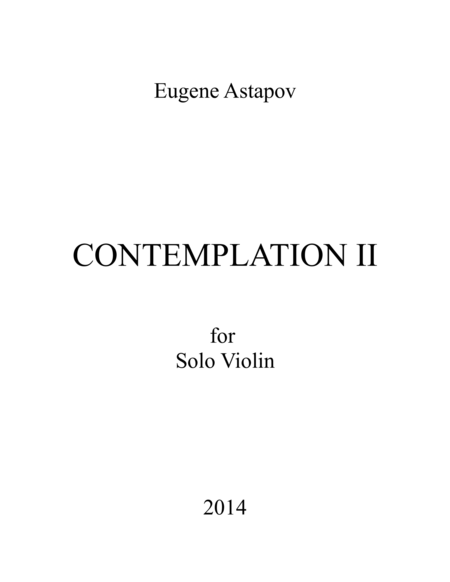 Contemplation Ii For Solo Violin Sheet Music