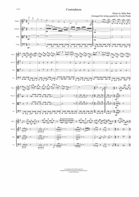 Free Sheet Music Contradanza For String Quartet