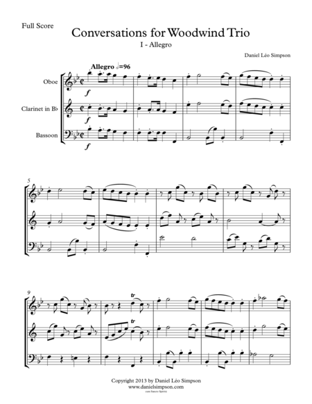 Conversations For Woodwind Trio 1st Mvt Allegro Sheet Music