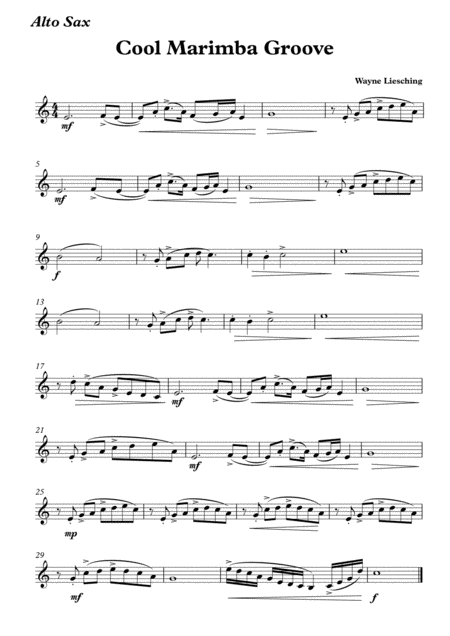 Cool Marimba Groove Sax Part Sheet Music