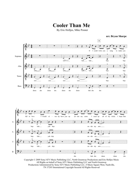 Free Sheet Music Cooler Than Me