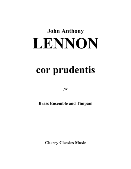 Cor Prudentis For Large Brass Ensemble Timpani Sheet Music