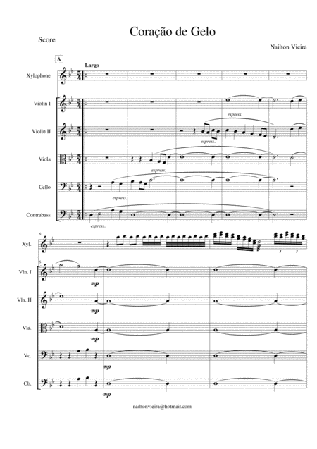 Free Sheet Music Corao De Gelo Concertino Para Xylophone And String Quintet